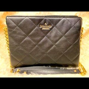 Kate Spade Quilted Leather Black Purse Gold Chain